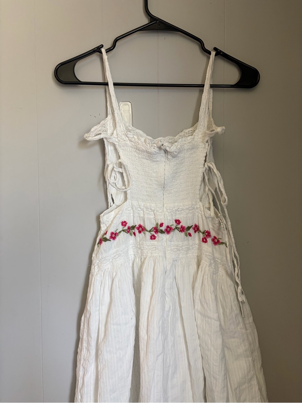 For love of lemons White Floral Embroidered Sundress with Side Ties - Picture 6 of 12